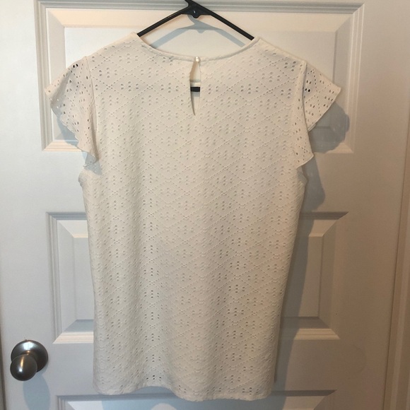 Adrianna Papell White Eyelet Blouse with Ruffle Sleeves - Picture 4 of 4